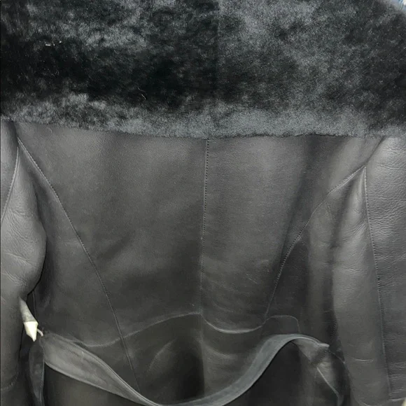 L.K. Bennet CT Amberly Black 100% Sheepskin/Shearling Coat Jacket- size Small